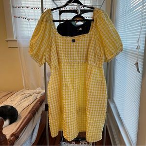 Fit & Flare Puff-Sleeve Seersucker All-Day Mini Dress